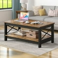 thumbnail image 2 of Dextrus Farmhouse Coffee Table with Open Storage Shelf, 2-Tier Thicken Wood Accent Cocktail Center Ends Table for Living Room Home Office, Rustic Brown, 2 of 7