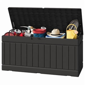 Homall 82-Gallon Resin Deck Box, 45.66 In. Wide, Black