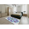 thumbnail image 5 of Ahgly Company Machine Washable Indoor Rectangle Transitional Pale Blue Lily Blue Area Rugs, 5' x 8', 5 of 7
