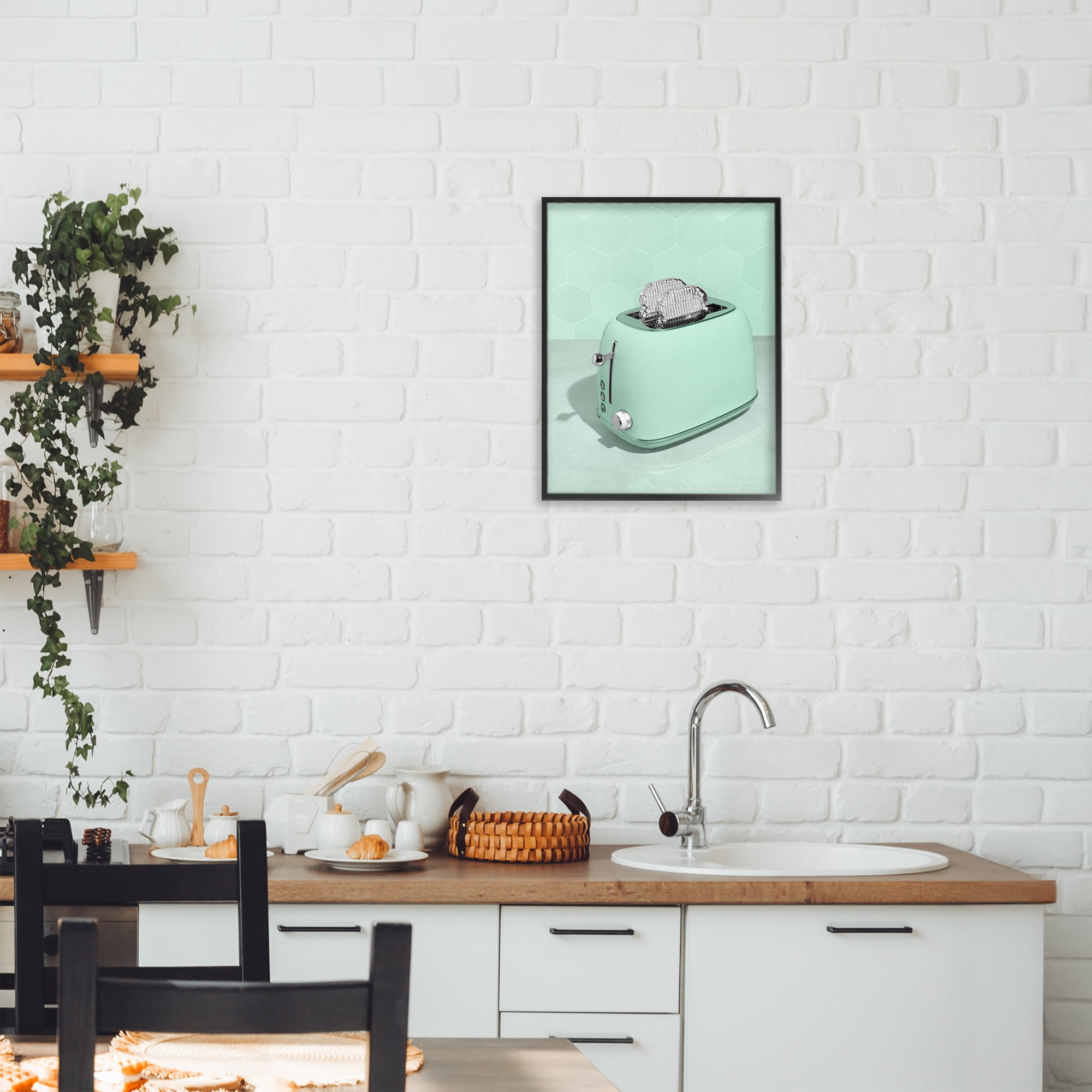 Stupell Industries Disco Toaster Over Green Black Framed Giclee Art, design by LISH Creative