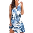 thumbnail image 1 of RXIRUCGD Robe Sans Manches pour Femmes Mode Féminine Sexy Vintage Col Rond Robes Imprimées Sans Manches Mode Féminine 2023 Robe Bleue Femmes, 1 of 5