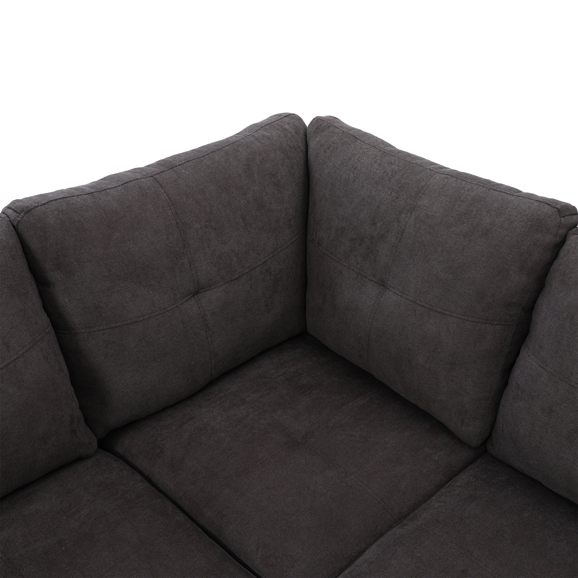 Aukfa 3 Piece L-shape Sectional Sofa Couch w/ Storage Ottoman, Right Chaise, 2 Pillows, Dark Brown