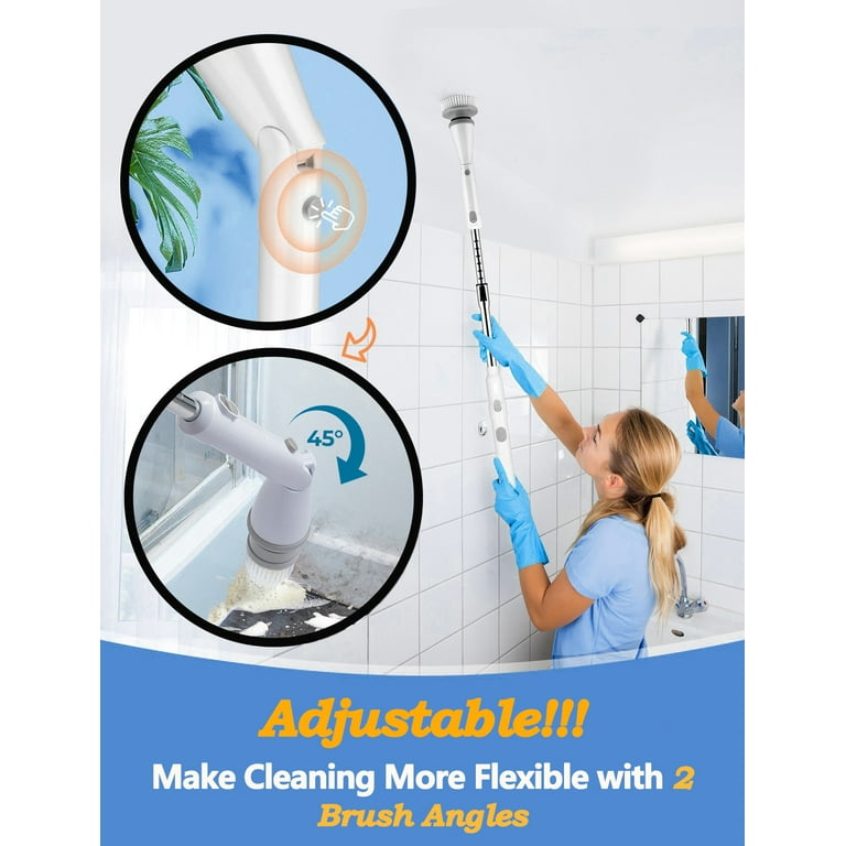 Homitt HM402A Cordless Power Scrubber Electric with 3 Cleaning Brush Heads