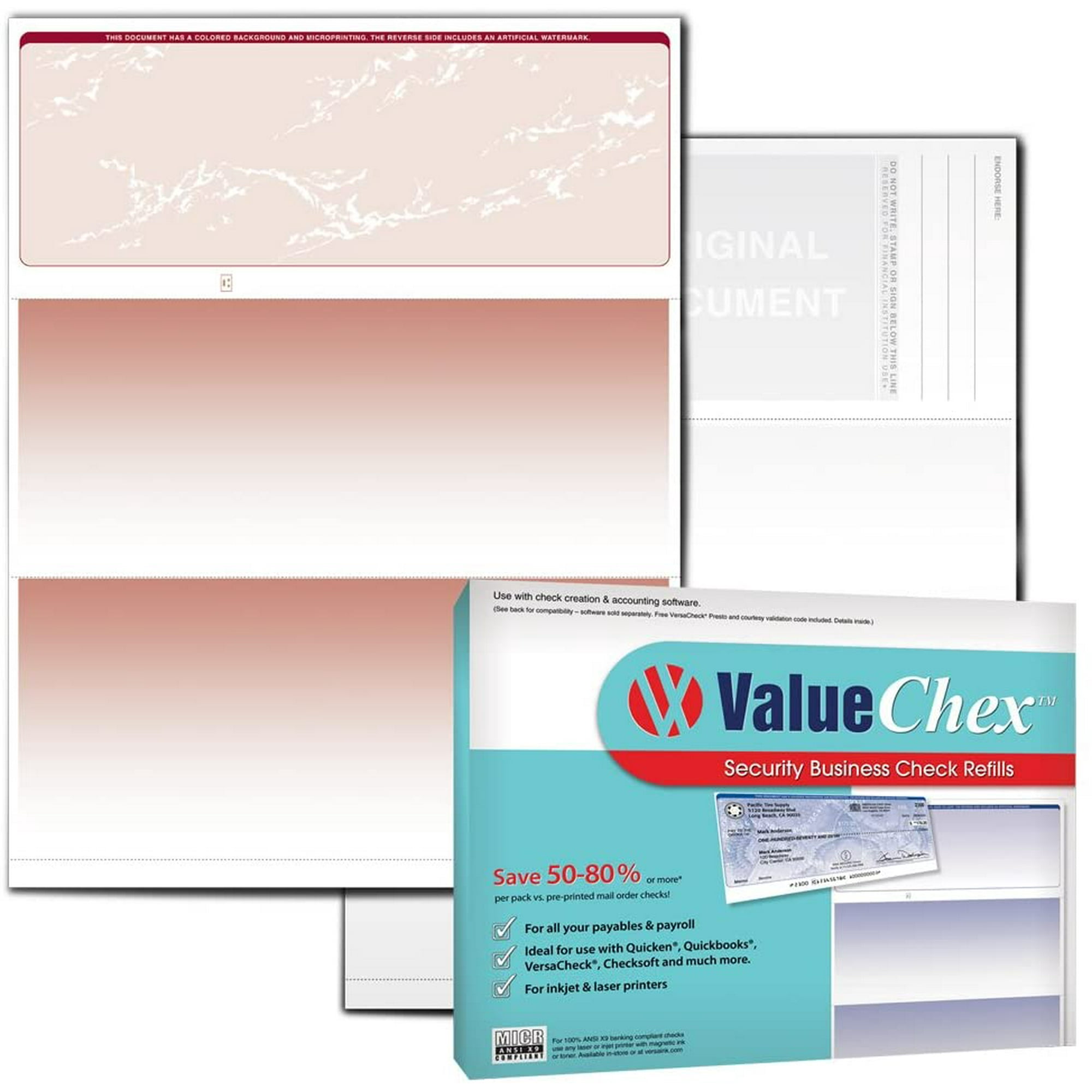 ValueChex Check Paper - Blank Check Stock - Business Check On Top