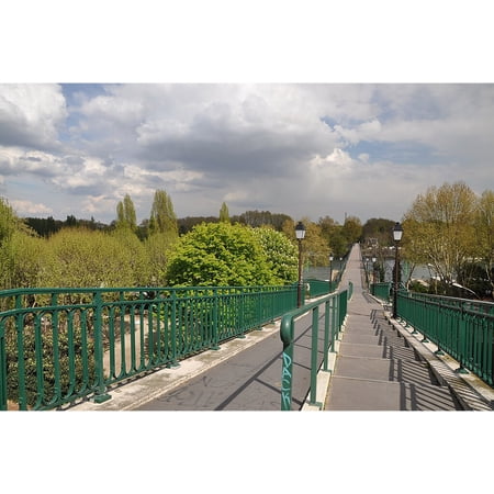 24x36 gallery poster, The Passerelle de lAvre crossing the Seine and establishing a link between the Bois de Boulogne and SaintCloud in HautsdeSeine