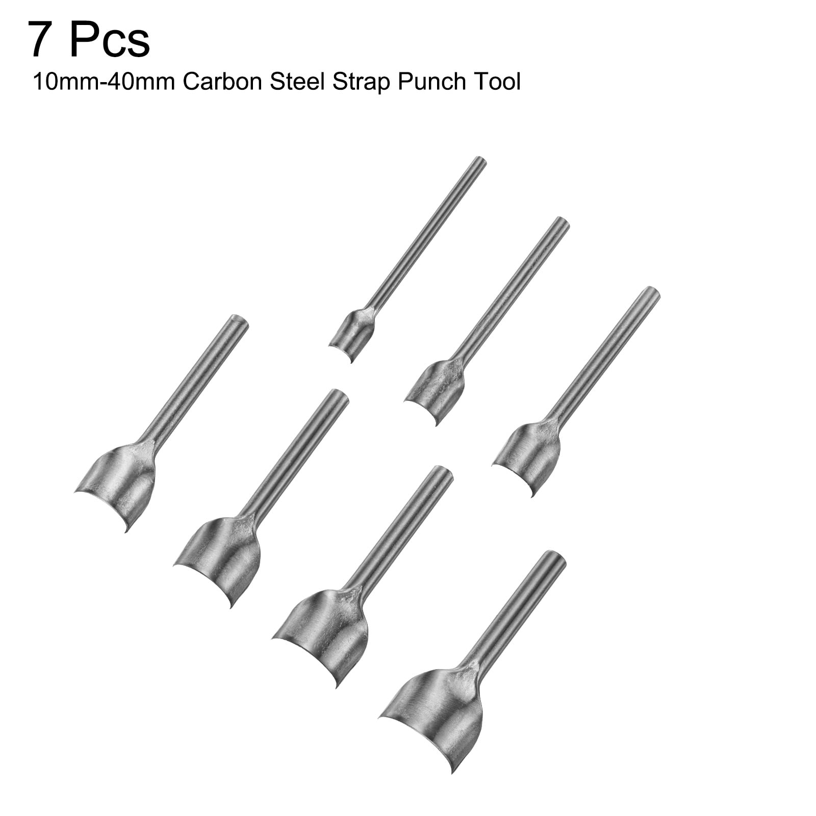 Uxcell 7pcs Half-Round Leather Cutter Punch 10mm-40mm Carbon Steel Belt End Punch Tool for Crafting Strap Belt Wallet