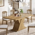 thumbnail image 4 of Tribesigns 55-Inch Farmhouse Dining Table, Rectangle Kitchen Table for 4-6 People, Rustic Wood Design for Dining Room, Kitchen, Living Room, Light Brown, 4 of 7