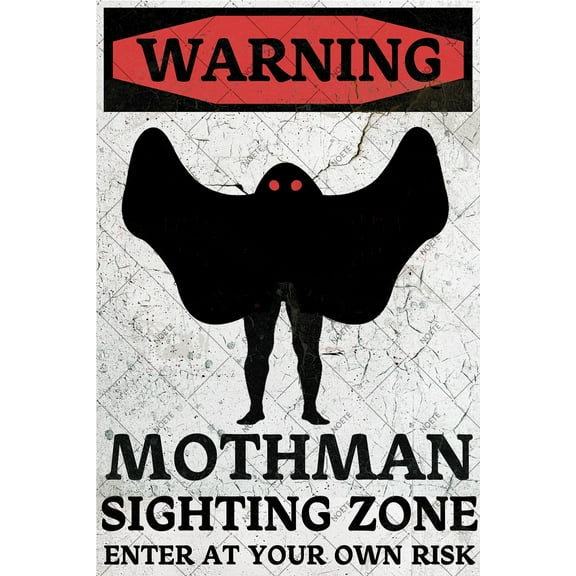 Noete Mothman Sign Funny Bathroom Metal Tin Sign 8x12 Inch, Unique Mothman Sighting Zone Decor for Office, Home, Classroom & Farmhouse Gifts