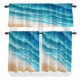 thumbnail image 2 of Kitchen Window Curtains Valance and Tier Set, Blue Beige Gradient Ocean Wave Rod Pocket Tier Curtain Valance Set, Sea Stripe Water Ripple Light Filtering Cafe Curtains for Bedroom Living Room, 2 of 9