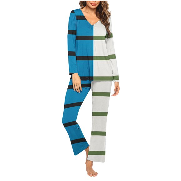 Night Wear Women Pijama Set Sleep Wear for Womens Ladies' Christmas Printed V-Neck Casual Long Top Pants Pajama Set