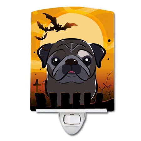 Caroline s Treasures BB1821CNL Halloween Black Pug Ceramic Night Light 6x4x3 multicolor