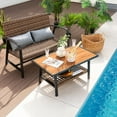 thumbnail image 4 of Costway 2 PCS Patio Rattan Loveseat  Coffee Table Set  Padded Back & Seat Pillow Quick Dry, 4 of 10