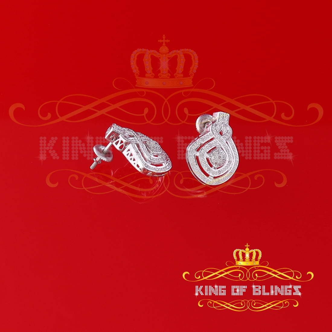 King of Bling's 925 Sterling Silver Hip Hop 0.33ct Diamond Small For Women's White Stud Earrings