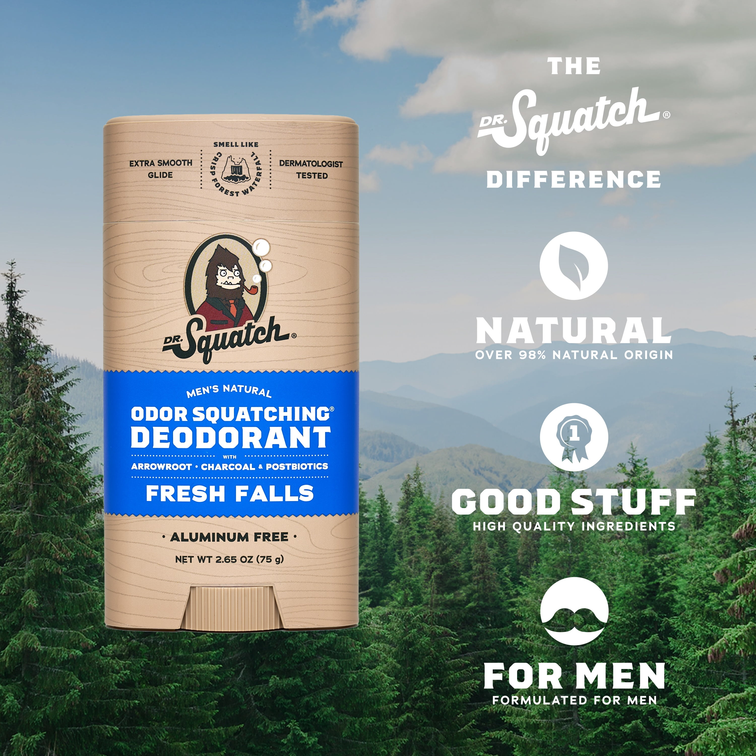 Dr. Squatch Mens Aluminum Free Deodorant Set, Natural Deodorant for Men, Fresh Falls + Wood Barrel Bourbon + Coconut Castaway, 2.65 oz, 3 Pack