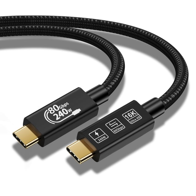 YIWENTEC 80Gbps Thunderbolt 5 Compatible Cable with up to 120Gbps Bandwidth Amplification and 240W Charging Power Compatible with Thunderbolt 4, USB