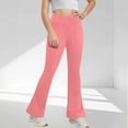 thumbnail image 2 of QATAINLAV Girls Crossover Flare Leggings with Pockets Bootcut High Waisted Yoga Pants Tummy Control Gym Workout Tights for Kids Pink,11-12 Years, 2 of 7