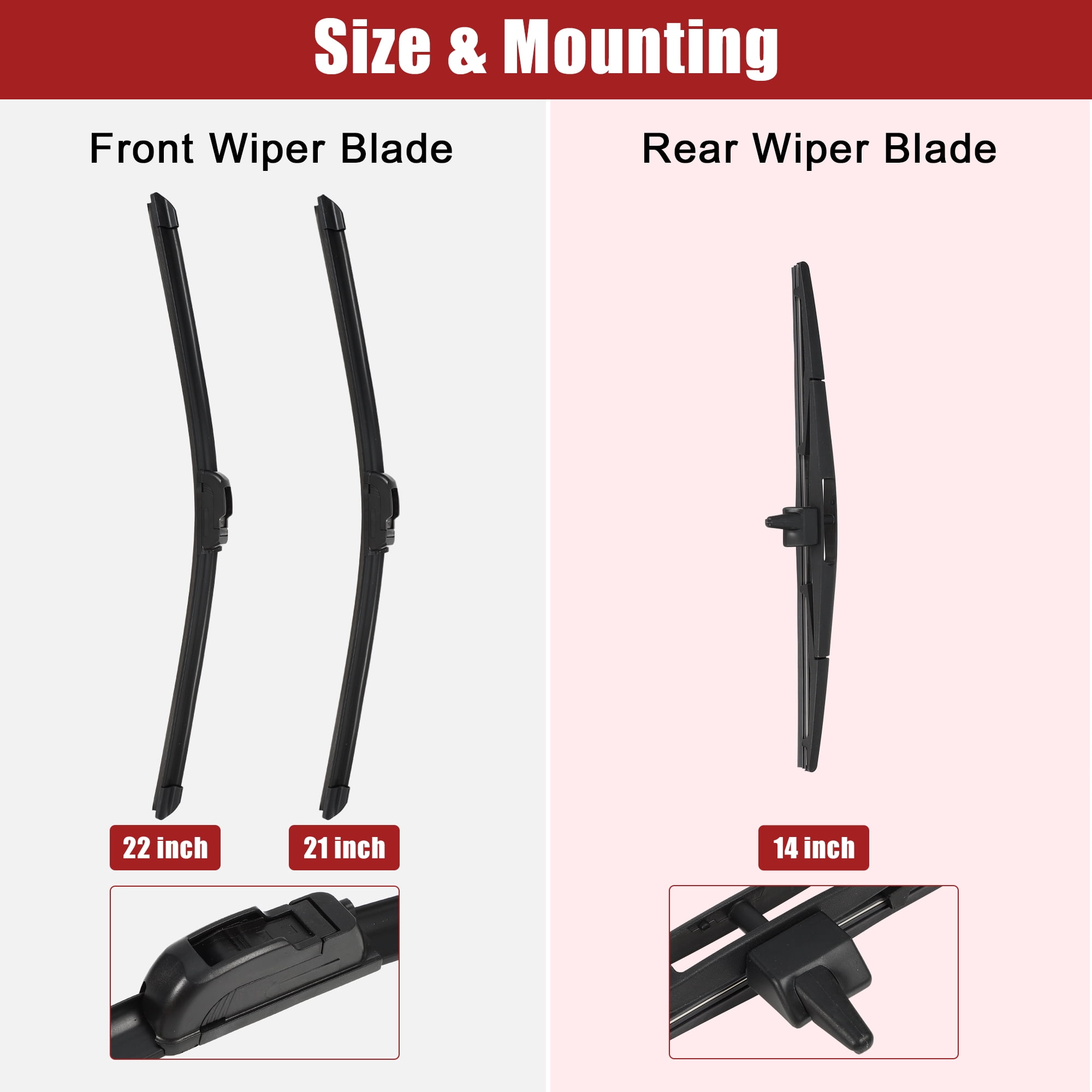 Unique Bargains 22 Inch Front Rear Windshield Wiper Blade Set for Honda Pilot 2009 2015