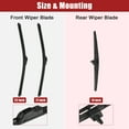 thumbnail image 3 of Unique Bargains 3 Pcs 22' 21' 14' Front Rear Windshield Wiper Blade Set Fit for Honda Pilot with J / U Hook Black, 3 of 6