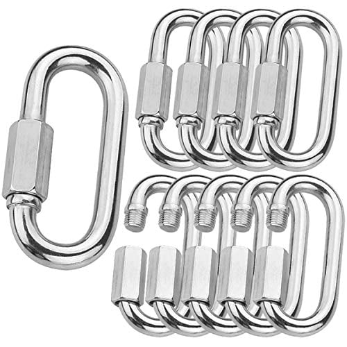 Outdoor and Gym etc. Hiking SMTUNG 304 Stainless Steel Quick Links Multifunctional Locking Carabiner for Camping 