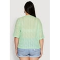 thumbnail image 5 of Womens Plus Size Chic Sheer Mesh Blouse with Crew Neck and Short Sleeves, 5 of 5