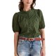 thumbnail image 1 of INSPIRAR CHIC Blusa de ganchillo para mujer con cuello de volantes, manga corta, diseño calado, tops de verano, L Verde, 1 of 6