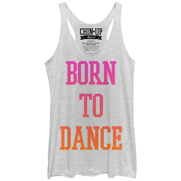 Women's CHIN UP Born to Dance Racerback Tank Top White Heather Medium