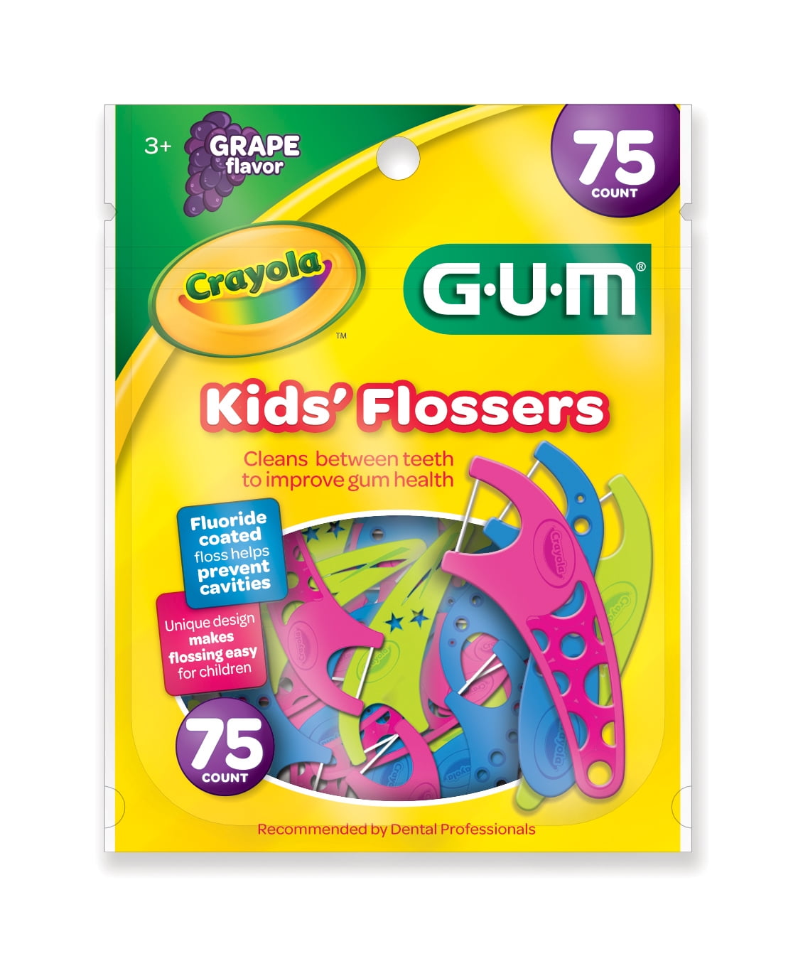 GUM Crayola Kids' Flossers, 75 ct