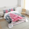 thumbnail image 3 of Manfei Pink Xmas Tree Queen Comforter Set for Teen, Watercolor Artwork Bedding Sets, Merry Christmas Reversible Bedding Comforter Set, Breathable Home Decor, 3pcs, 3 of 8