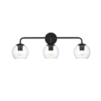 Living District Genesis 3-Light Iron & Glass Bath Sconce in Black/Clear