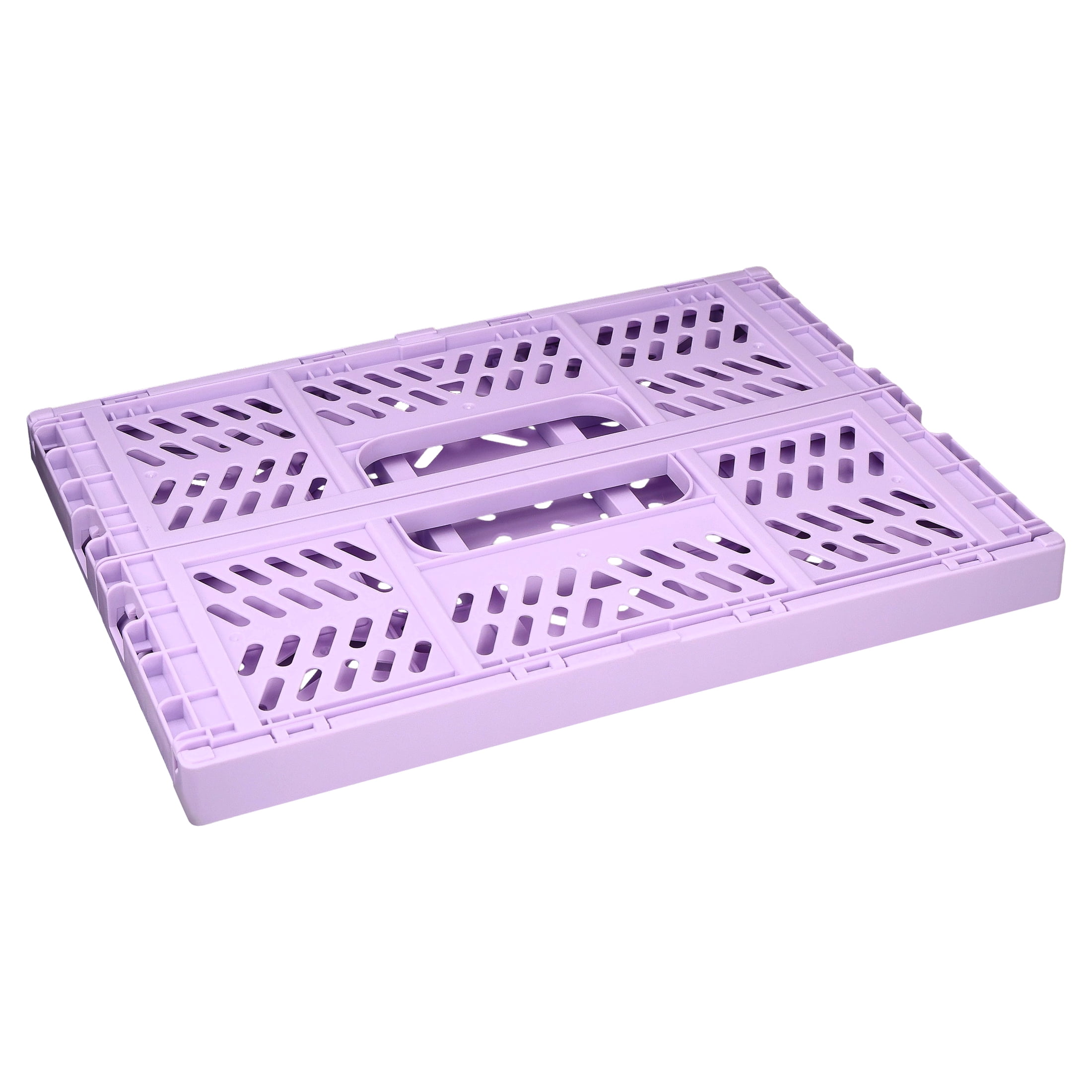Pen+Gear Small Plastic Collapsible Crate, Lavender, 11.41 in x 8.26 in x 4.72 in
