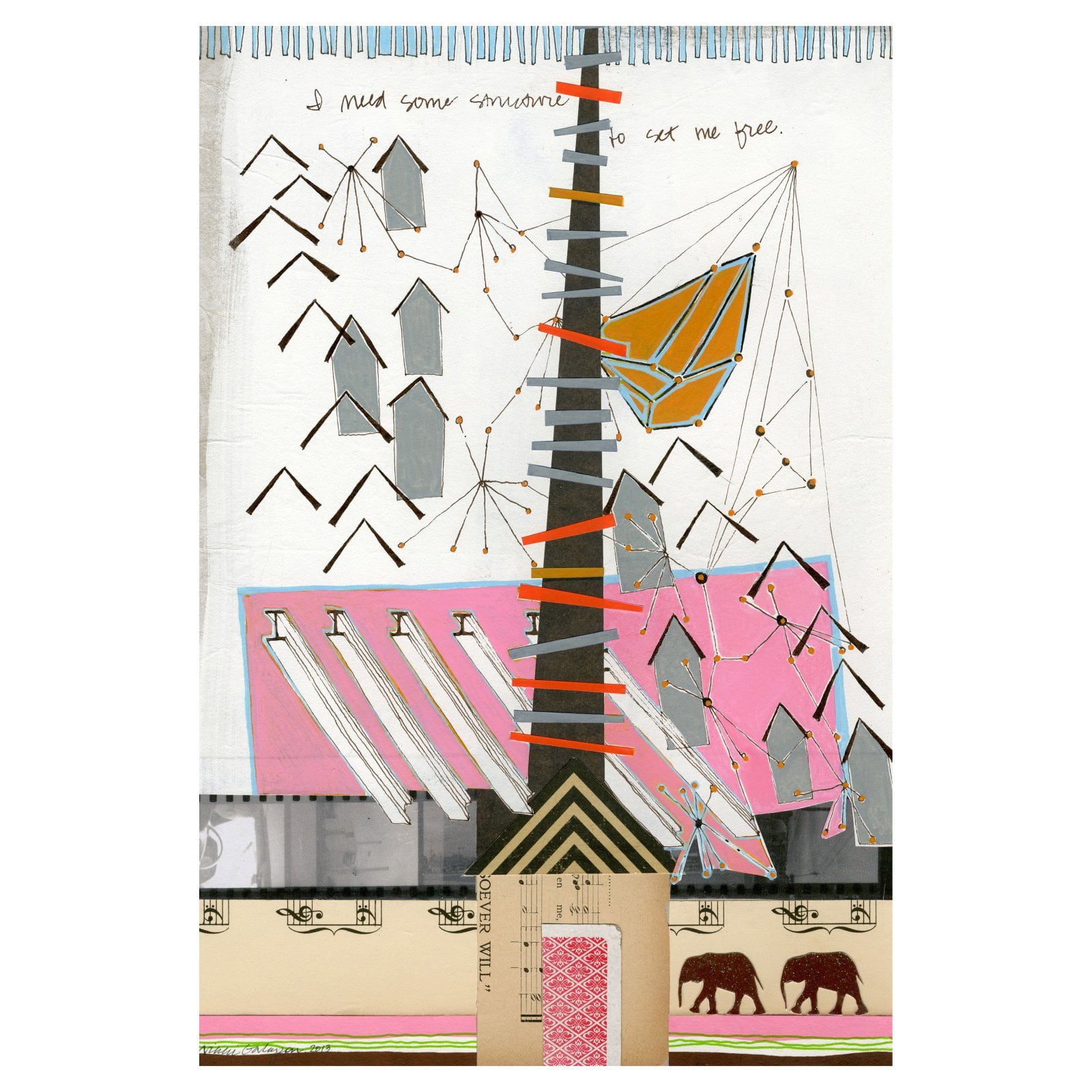 Marmont Hill "Structure to Set Me Free" by Nikki Galapon Painting Print on Wrapped Canvas