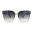 thumbnail image 2 of Womens Rimless Metal Rim Horn Rim Rectangle Designer Fashion Sunglasses Gold Lavender - Smoke, 2 of 4