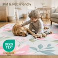 thumbnail image 4 of ODIKA 4'x6' Gray Pink Blush Floral Elegance Washable Area Rug Charming Peony Pattern in Soft Pastels Stain Resistant, Low Pile, Easy Care for Dorm Room, Small Living, 4 of 7