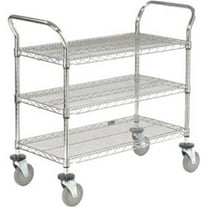 48 x 24 in. Wire Utility Cart with 3 Shelves - Chrome - Capacity 800 lbs