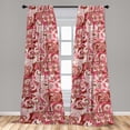 thumbnail image 2 of Paisley Window Curtains, Modern Colors Flowers Vintage Botany Inspirations Illustration Jumble, Lightweight Decor 2-Panel Set with Rod Pocket, Pair of - 28"x95", Dark Coral Pastel Pink, by Ambesonne, 2 of 3