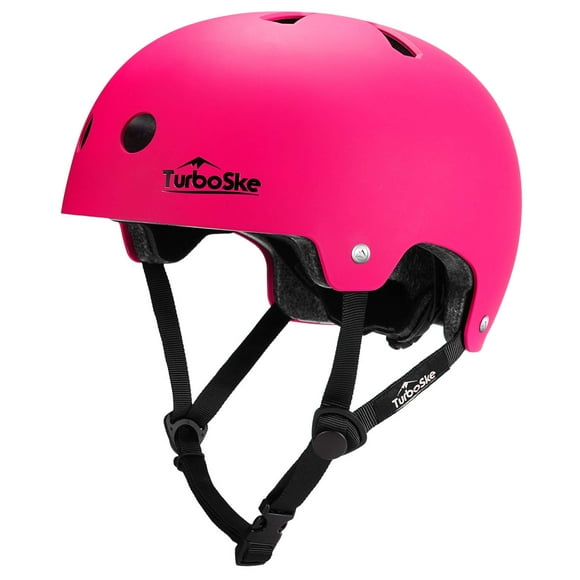 TurboSke Skateboard Helmet, BMX Helmet, Multi-Sport Helmet, Bike Helmet for Kids, Youth, Men, Women (Pink, S/M (20.5"-22.8"))