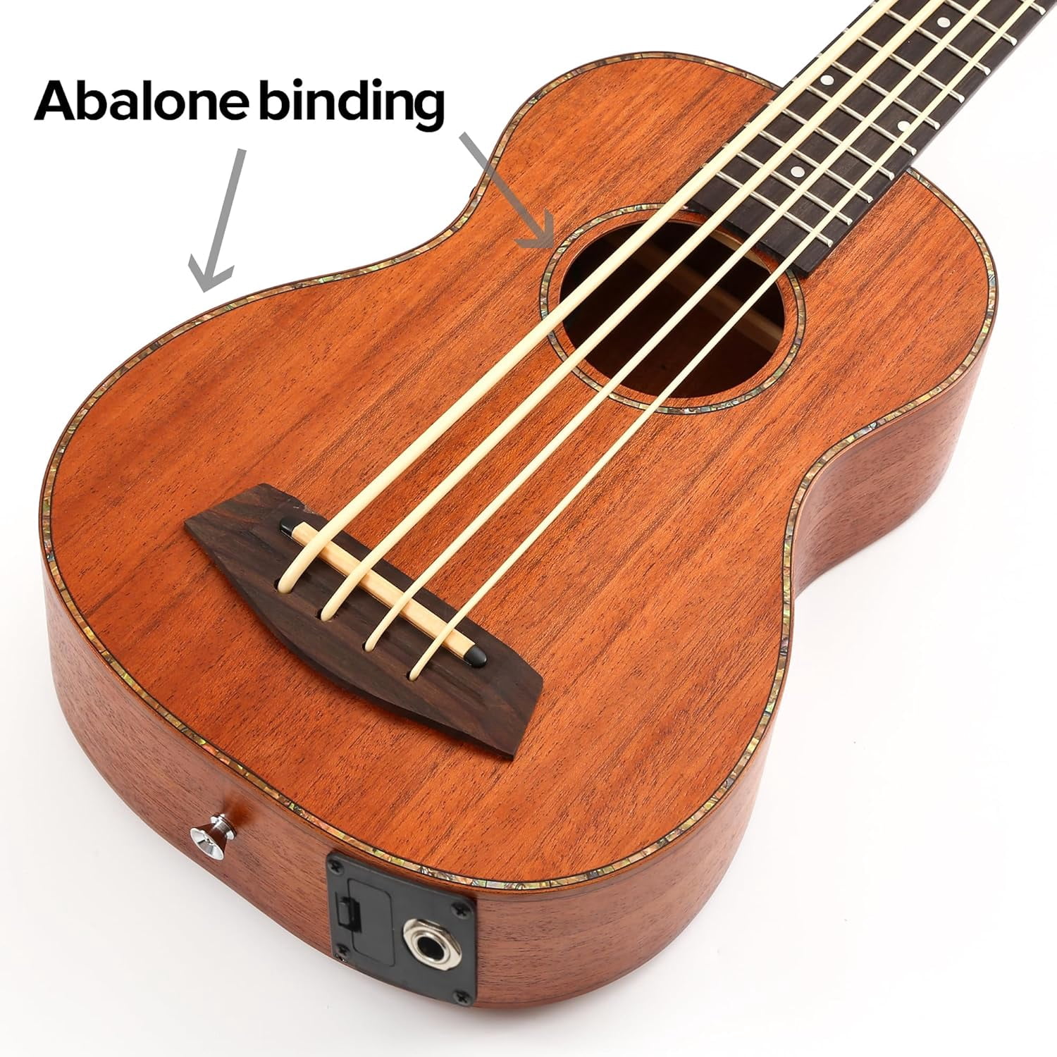 Batking Electric Bass Ukulele Baritone 4-String Fretted Acacia Wood Body with Gigbag 30 Inch