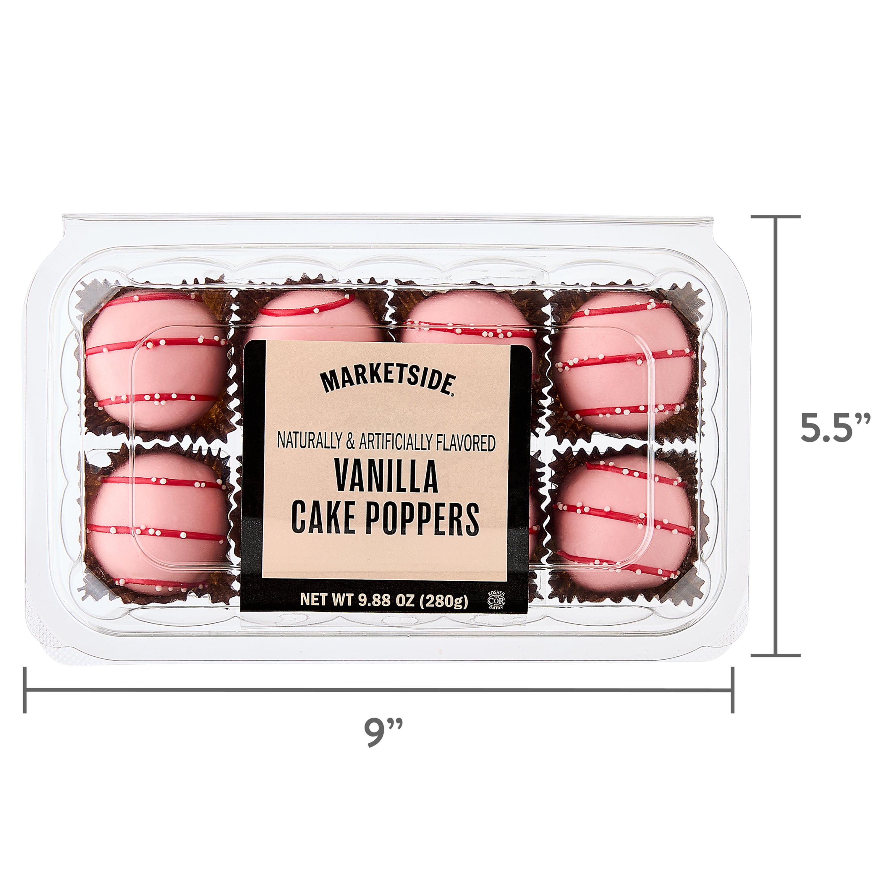 Marketside Valentine's Day Vanilla Cake Poppers, 9.88 oz, 8 Count