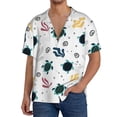 thumbnail image 3 of Vsdgher Turtles And Corals Print Men's Wrinkle Free Untucked Cuban Shirt Business Casual Button Down Shirts Short Sleeve Shirt, 3 of 7