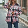 thumbnail image 4 of Huesdet Women's Tartan Button up Shirt Plaid Long Sleeve Spring Top Blouses Pink,L, 4 of 7