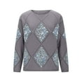 thumbnail image 4 of Xdegoge Women's Sequin Knit Sweater Sparkly Diamond Pattern Pullover Long Sleeve Sweaters Holiday Party Christmas Carnival Festive Top Winter Clothes, 4 of 9