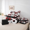 thumbnail image 6 of Feelyou Bear Deer Bedding Comforter Set 7pcs, Red Patchwork Plaid Queen Bedding Sets, 6 of 8