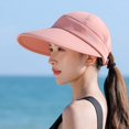 thumbnail image 1 of Sombrero de verano para mujer, protección UV, para playa, ciclismo, resistente al viento, con la parte superior vacía, extraíble, ala grande, 1 of 5