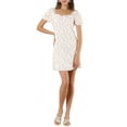 thumbnail image 2 of Allegra K Women's Floral Puff Sleeve Sweetheart Neckline Ruched Front Ruffled Dress, 2 of 5