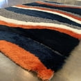 thumbnail image 2 of Orange Rust Navy Plush Fluffy Soft Multi Textural Shag Area Rug/ Carpet by Makymo, 2 of 5
