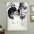 thumbnail image 2 of Grey Trains Tie Up Curtains for Windows, Adjustable Balloon Window Shades, Black White Vintage Tunnels Hand Print Art Kitchen Window Treatments Adjustable Roll Up Curtain for Basement/Nursery 52"x45", 2 of 8