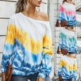 thumbnail image 4 of Gvmfive Women Tie Dye Print T-shirt Long Sleeve Round Neck Casual Loose Top, 4 of 5