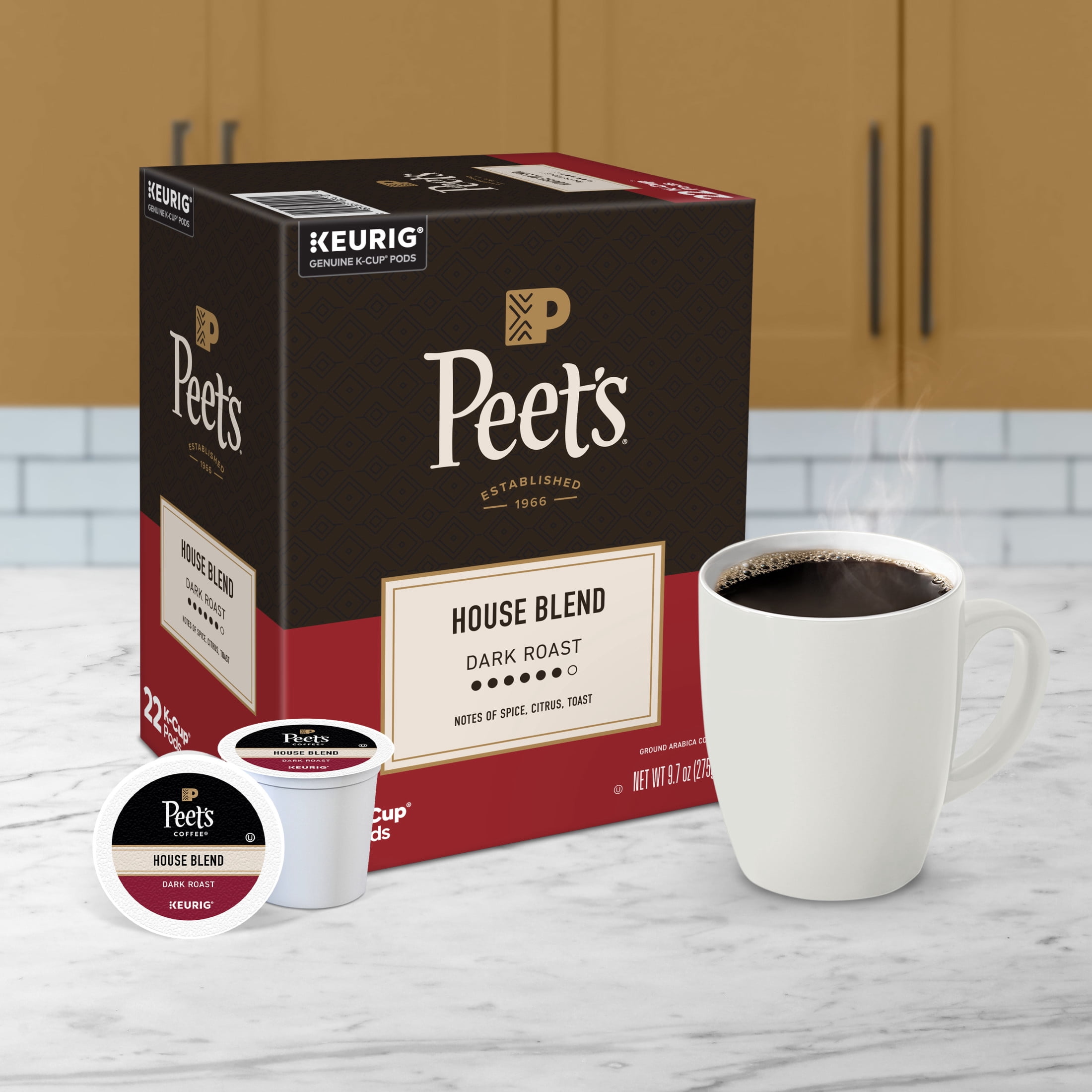 Peet's Coffee, House Blend Dark Roast K-Cup Coffee Pods, 22 Count