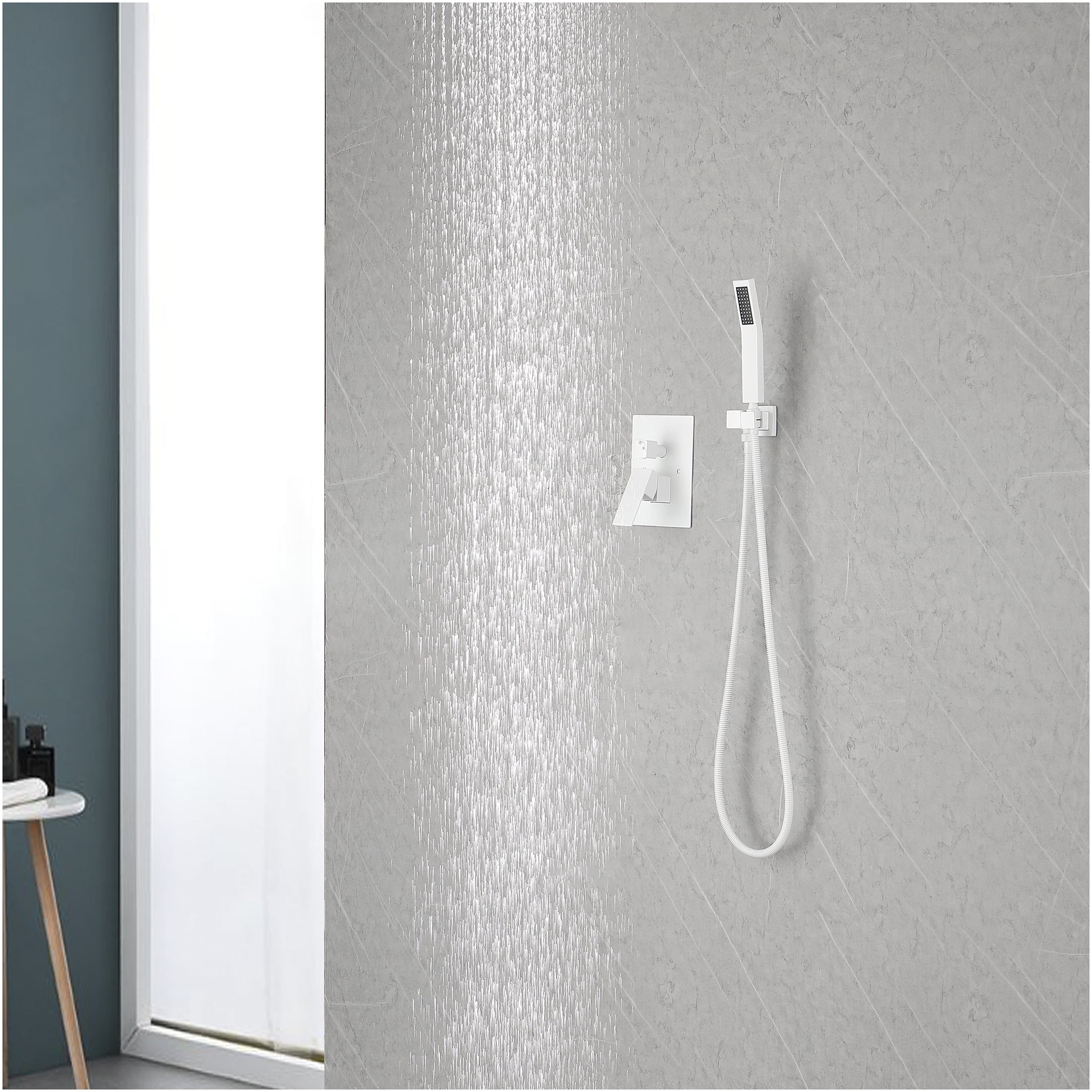 JERFIT 10 Inch Rain Shower Head, High Pressure Stainless Steel Rainfall Showerhead with Self-Cleaning Nozzles, Water Saving Luxury Shower Panel for Bathroom, White