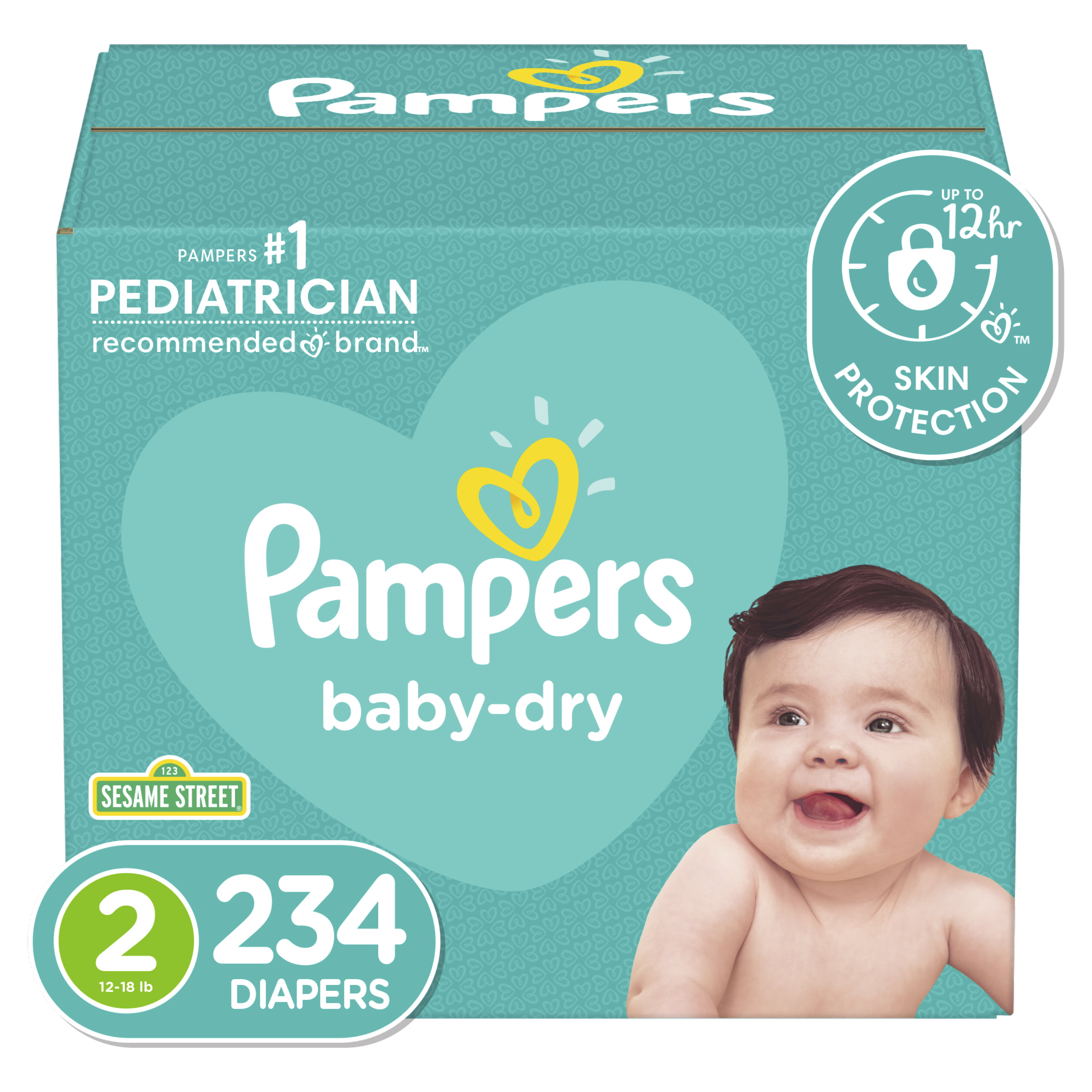 lippen Overtekenen tekort Pampers Baby-Dry Extra Protection Diapers, Size 2, 234 Count - Walmart.com